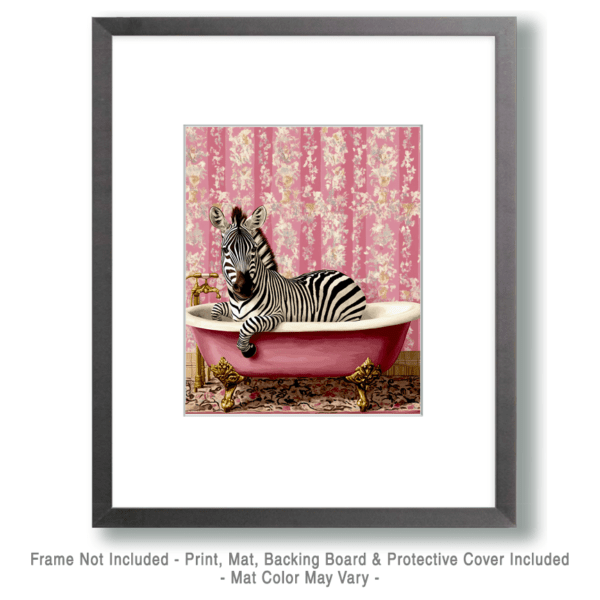 Zebra in Pink Bathtub Art