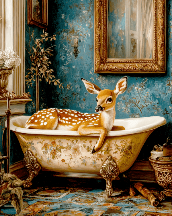 Fawn in Bathtub