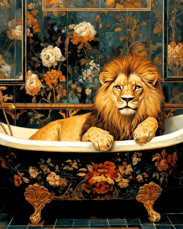 African Lion in Bathtub