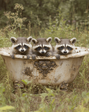 Raccoons in Bathtub