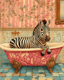 Zebra in Vintage Pink Bathtub