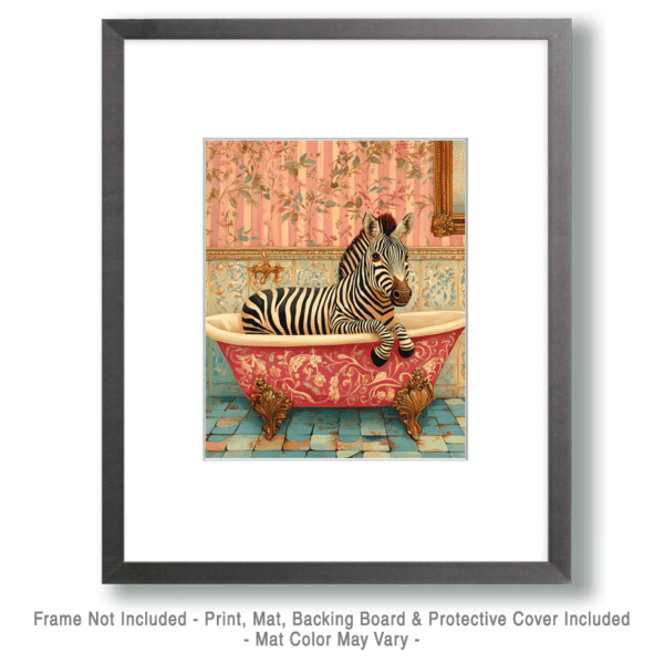 Zebra in Vintage Pink Bathtub Art