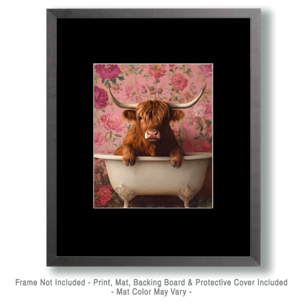 Higland Cow in Vintage Victorian Bathtub Art