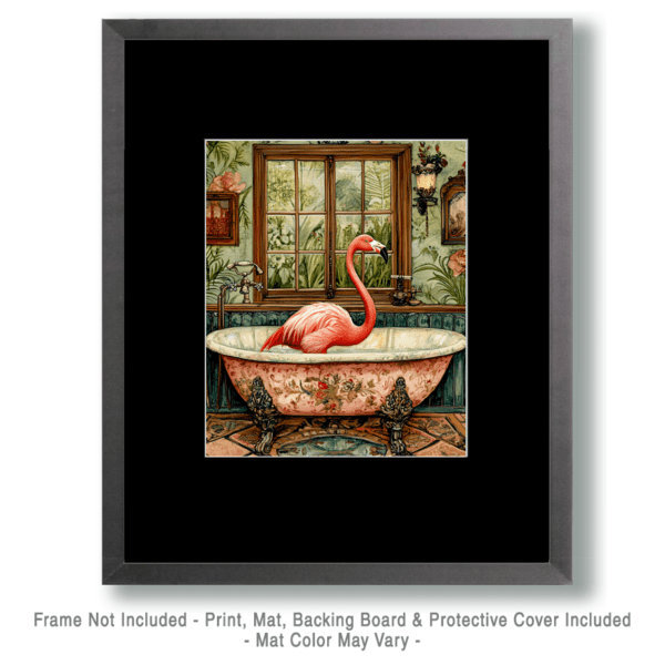 Pink Flamingo Standing in Bathtub Art