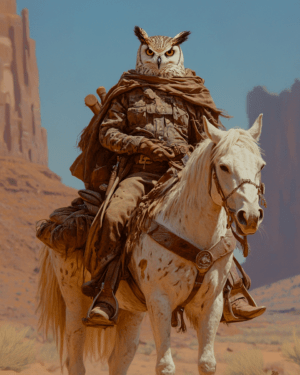 Owl Cowboy on the Range