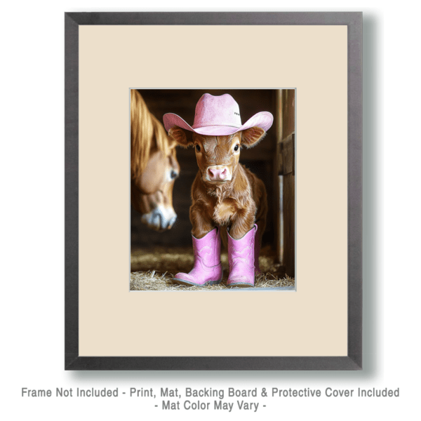 Calf Cowgirl in Barn Art