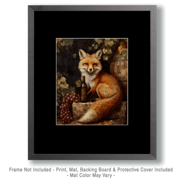 Red Fox & Wine Bottle Art