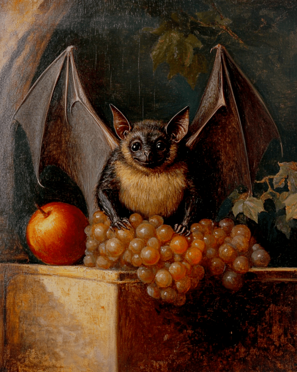 Vintage Bat with Grapes