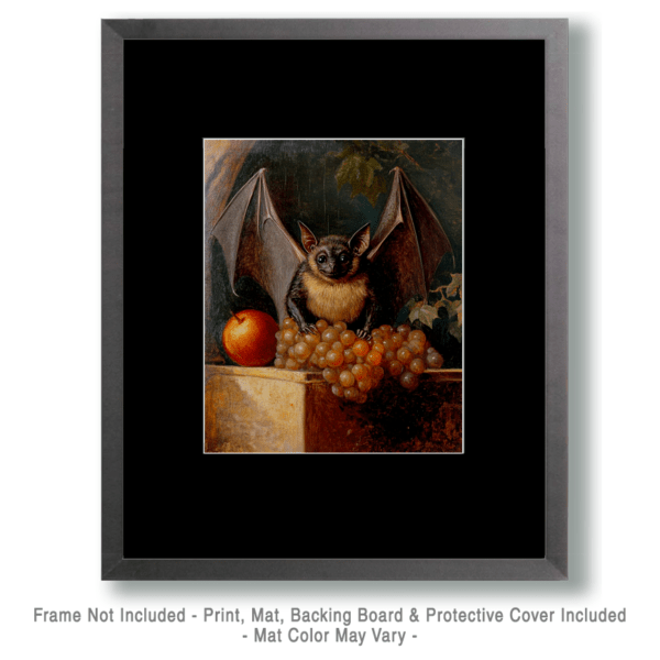 Vintage Bat with Grapes Art