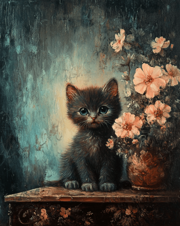 Vintage Black Cat kitten