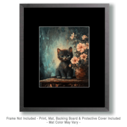 Vintage Black Cat kitten Art