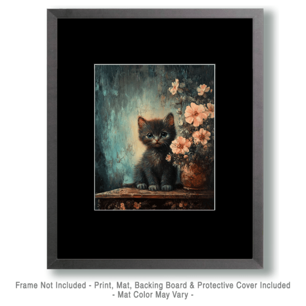 Vintage Black Cat kitten Art