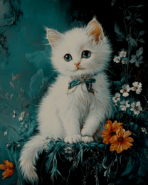 Vintage White Kitten