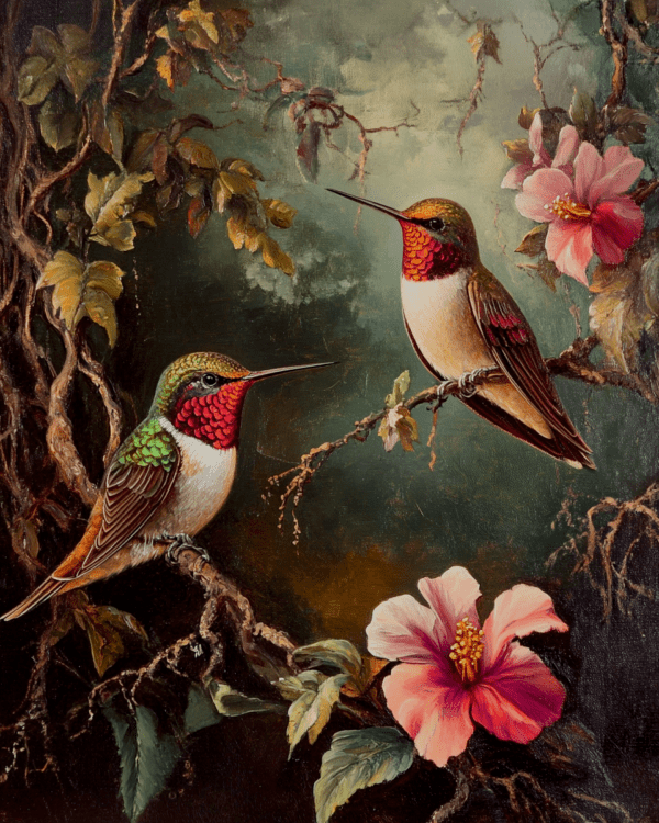 Vintage Hummingbird Pair