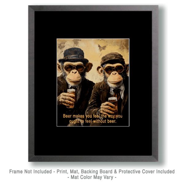 Monkey and Beer Meme Poster