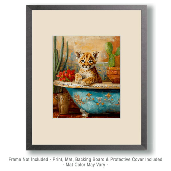 Desert Mountain Lion Cub in Bathtub Art