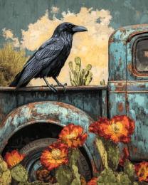 Crow on Pick-Up Truck