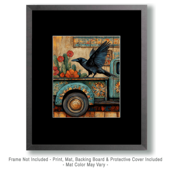 Raven on Back of Pick-Up Truck Art