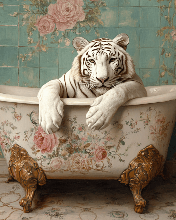 White Tiger in Bathtub