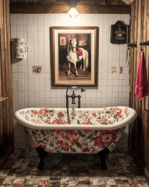 Painted Bathtub with Pic of Horse