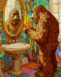 Bigfoot Looking in Mirror