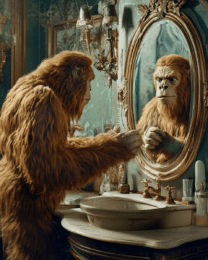 Sasquatch Looking in Mirror