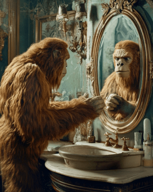 Sasquatch Looking in Mirror