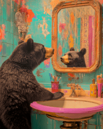 Bear Looking in Mirror