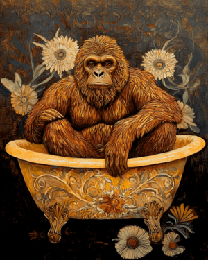 Sasquatch Taking a Bathtub