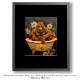 Sasquatch Taking a Bathtub Art