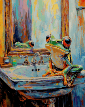 Frog Looking in Mirror