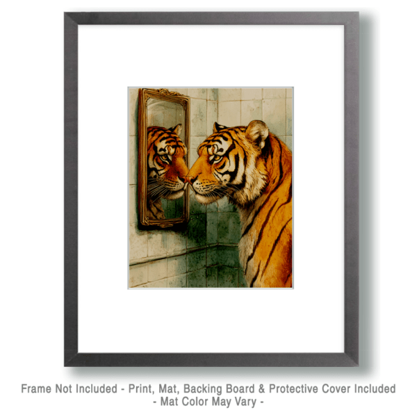 Tiger Looking in Mirror Art