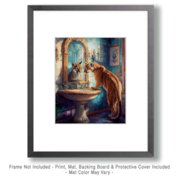 Mountain Lion Looking in a Mirror Art