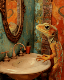 Lizard Looking in a Mirror