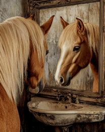 Horse Looking in a Mirror