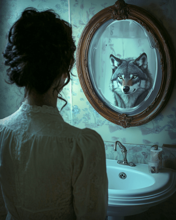 Wolf Reflection in Lady's Mirror