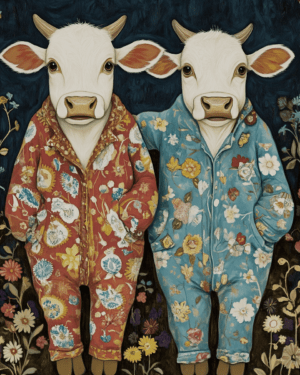 Two Cows in Pajamas