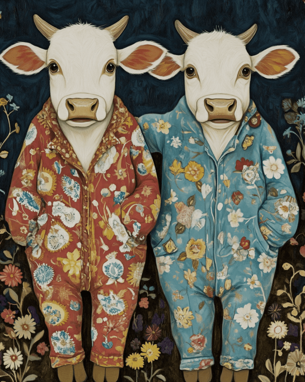 Two Cows in Pajamas