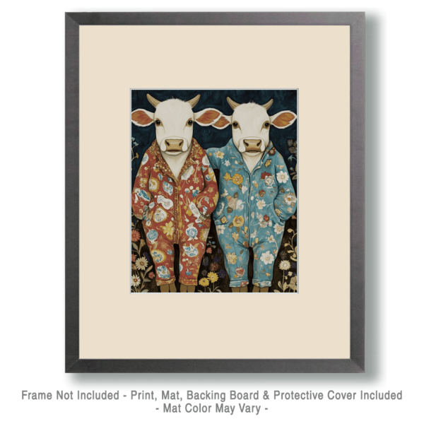 Two Cows in Pajamas Art