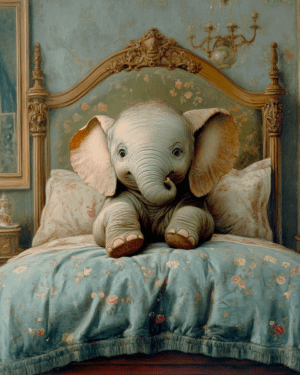 Baby Elephant in Bed