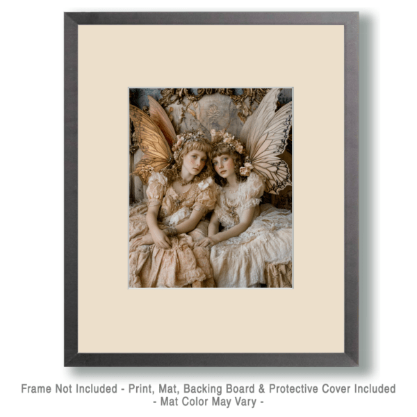 Two Fairies Vintage Style Art