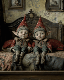 Two Elves Sitting in Bed