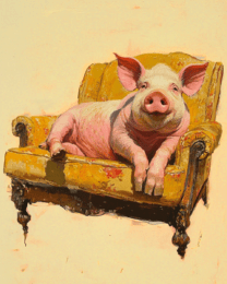 Pig on Chaise Lounge