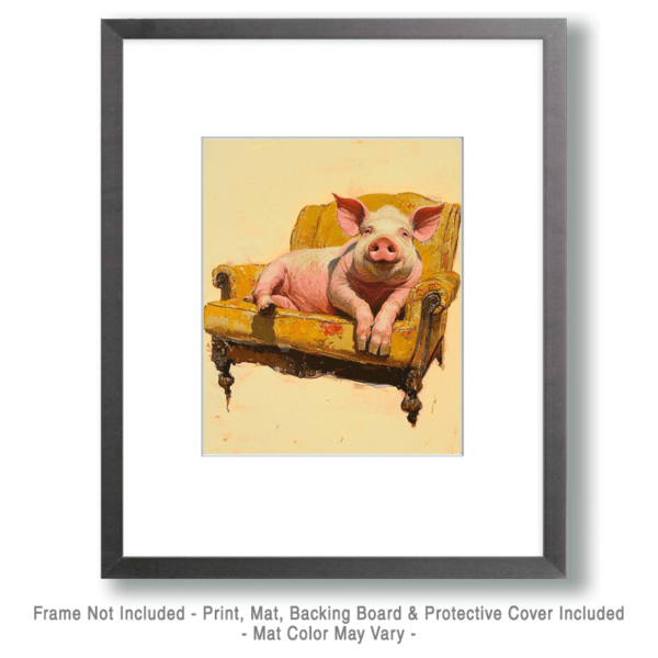 Pig on Chaise Lounge Art