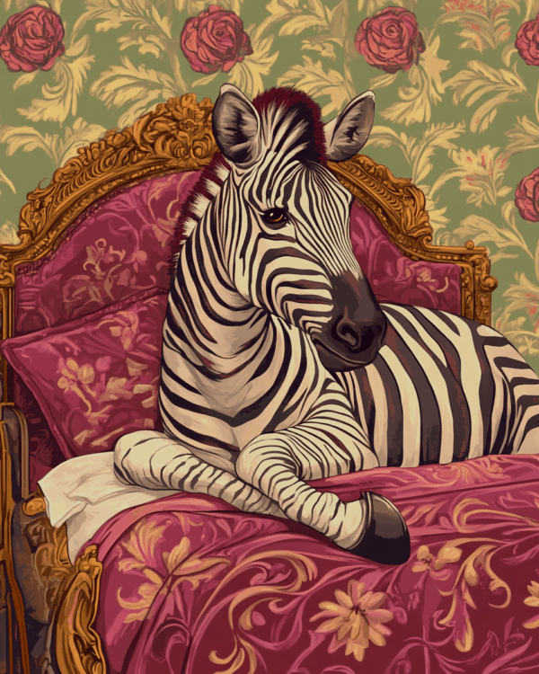 Zebra Lounging in Bed