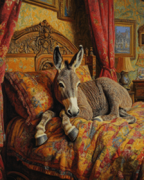 Donkey Lounging in Bed