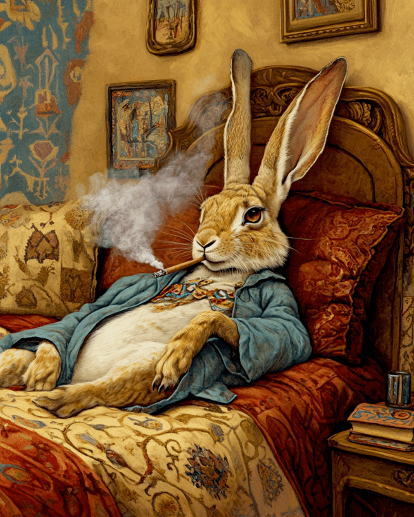 Rabbit in Bed Smoking