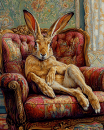 Jackrabbit Lounging in Chair