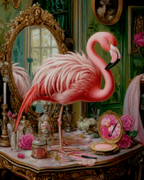 Flamingo Putting on Makeup