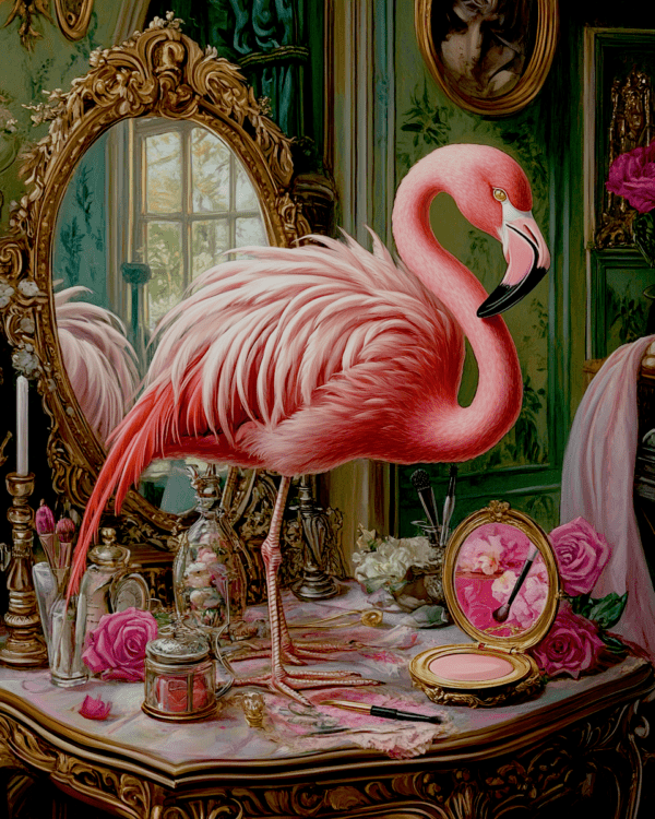 Flamingo Putting on Makeup